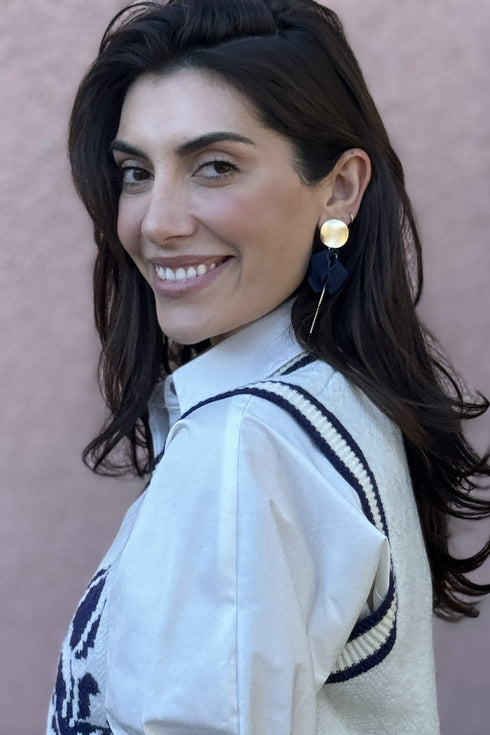 Navy Petal Earrings